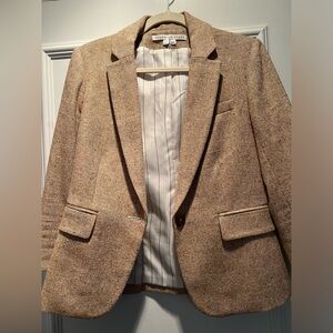 Veronica Beard Cutaway Blazer in Tan/Multi Tweed
